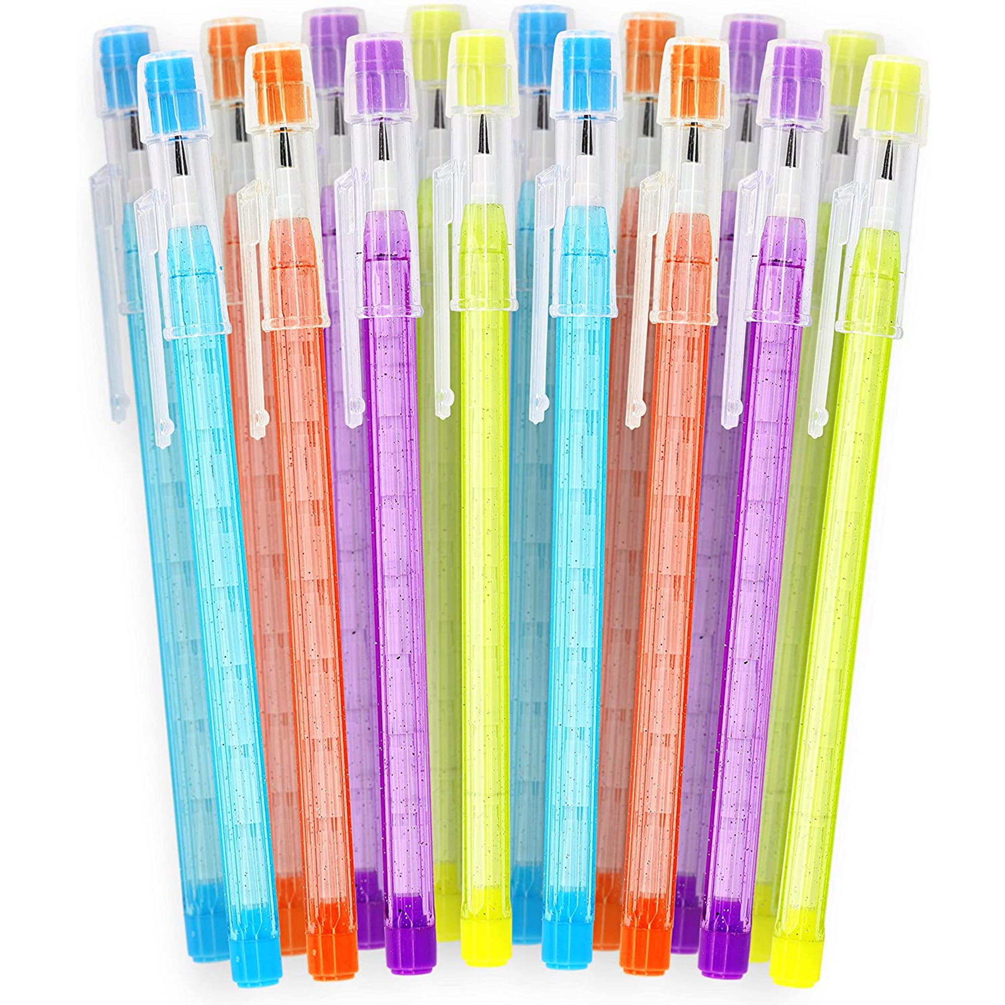 Enday Stackable Pencils for Kids Cool Pencil with Matching Erasers  Multicolor Pack of 8 
