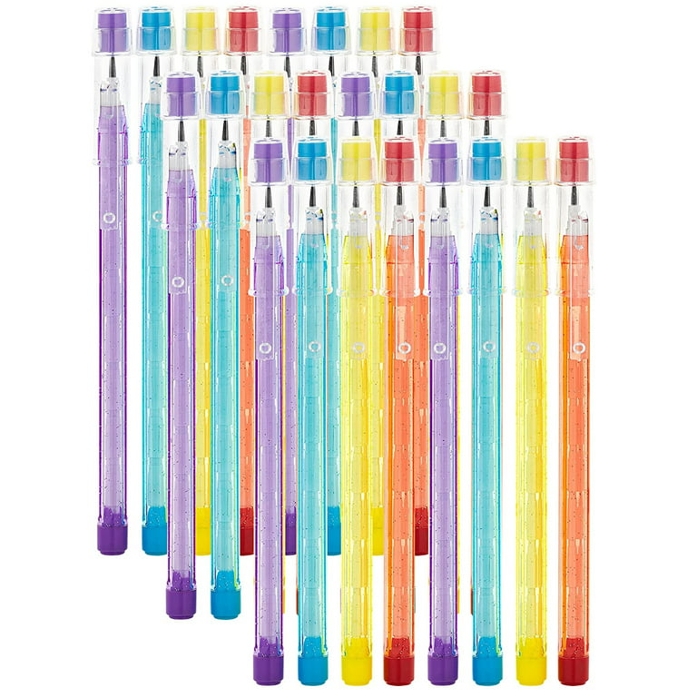 Enday Stackable Pencils for Kids Cool Pencil with Matching Erasers  Multicolor 24 Packs of 8 192 Count