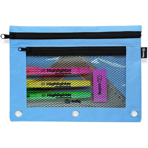 Enday Zippered Binder Pencil Pouches, Pencil Pouch for 3 Ring Binder, 3 Ring Pencil Pouch for Binder, Pencil Case for Binder, Large Pencil Bags for School, Home, and Office
