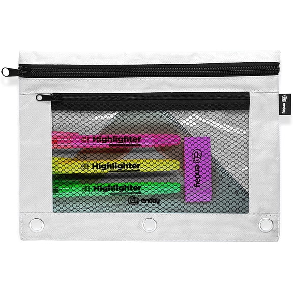 Enday Zippered Binder Pencil Pouches, Pencil Pouch for 3 Ring Binder, 3 Ring Pencil Pouch for Binder, Pencil Case for Binder, Large Pencil Bags for School, Home, and Office