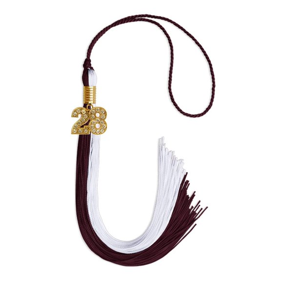 Endea Graduation Maroon/White Graduation Tassel with Gold Date Drop