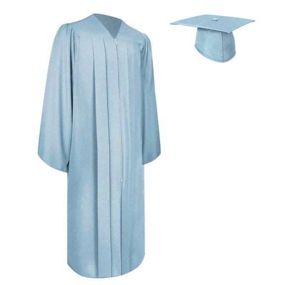 Endea Graduation Matte Light Blue Graduation Gown  Cap