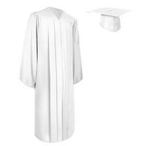 Endea Graduation Matte White Graduation Gown  Cap