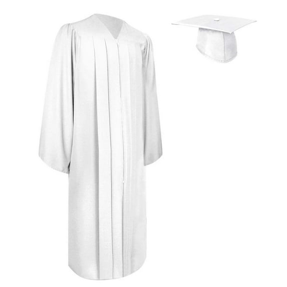 Endea Graduation Matte White Graduation Gown Cap