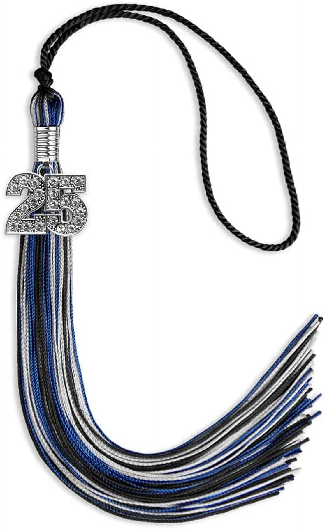 Endea Graduation Tassel With Silver Bling Charm - Double Color Purple/White For Class Of 2026, 9 Inches Long