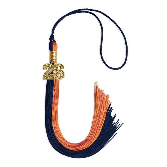 Endea Graduation Navy Blue/Orange Graduation Tassel with Gold Date Drop