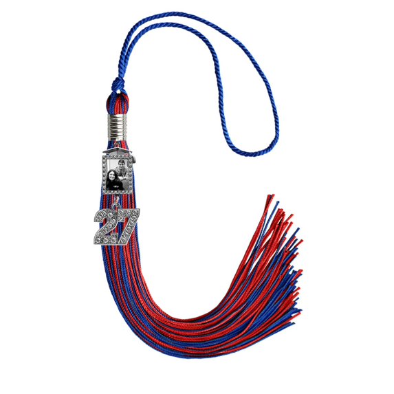Endea Graduation Royal Blue/Red Tassel with Photo Frame Charm and Bling Charm