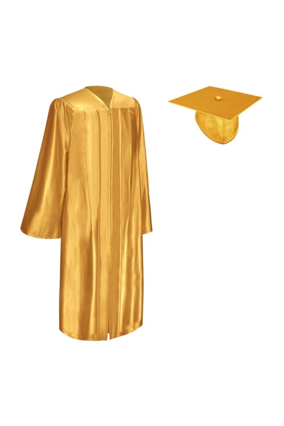 Shiny Antique Gold Graduation Gown  Cap