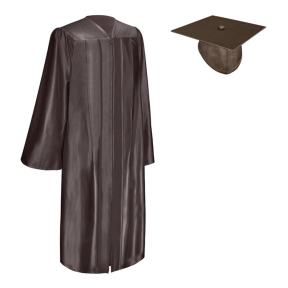 Endea Graduation Shiny Brown Graduation Gown  Cap