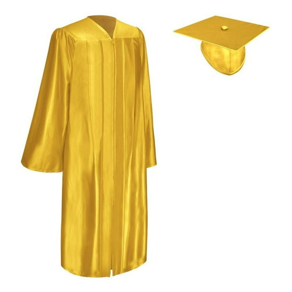 Endea Graduation Shiny Gold Graduation Gown  Cap