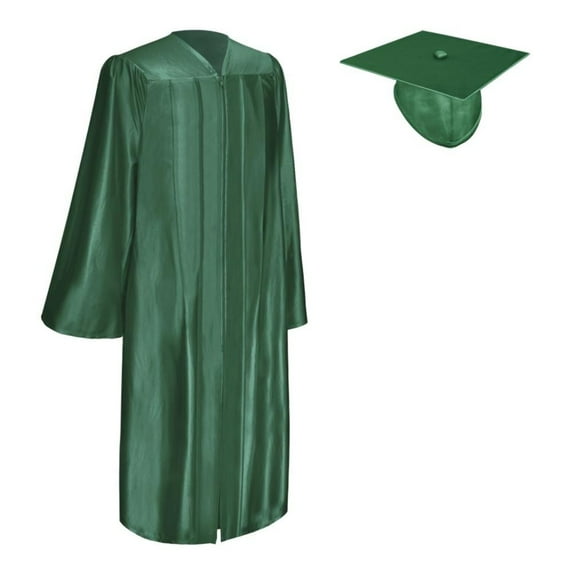 Endea Graduation Shiny Hunter Green Graduation Gown Cap