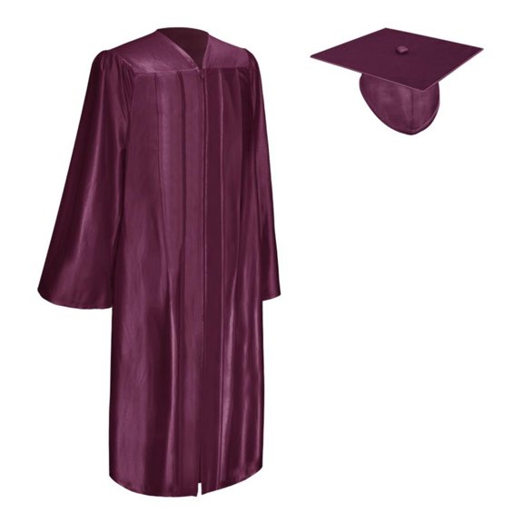 Endea Graduation Shiny Maroon Graduation Gown  Cap