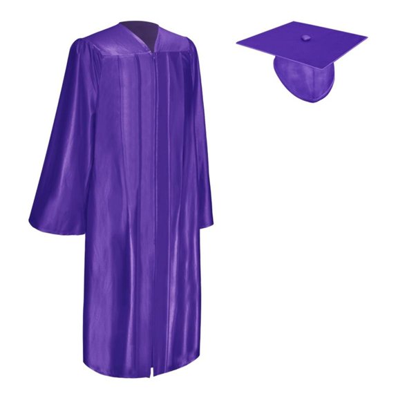 Endea Graduation Shiny Purple Graduation Gown  Cap