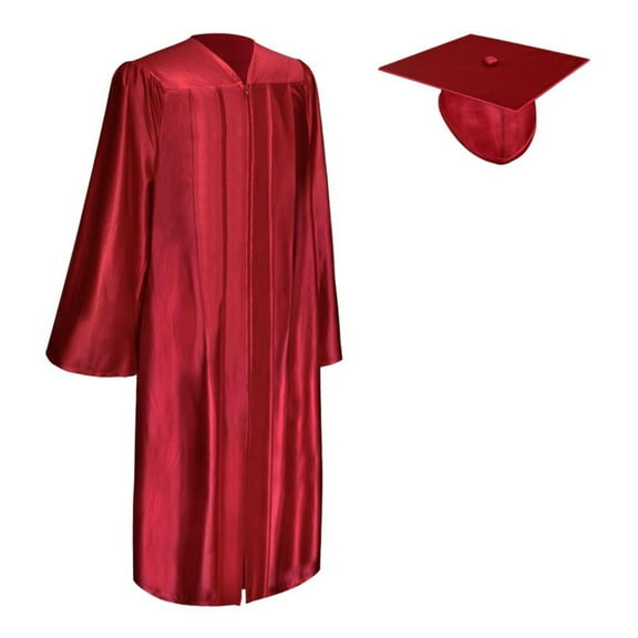 Endea Graduation Shiny Red Graduation Gown  Cap