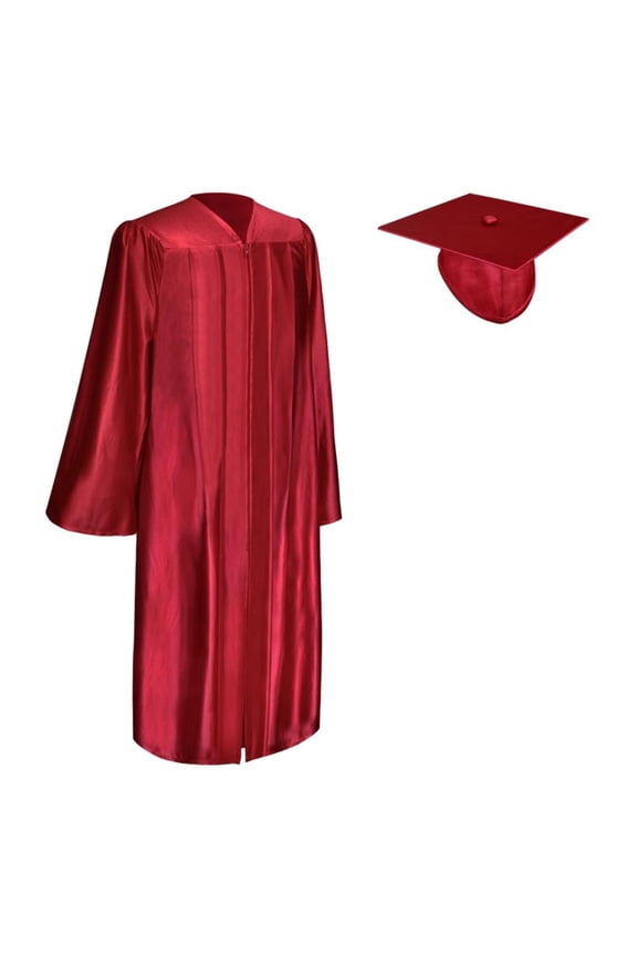 Shiny Red Graduation Gown  Cap