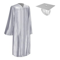 Endea Graduation Shiny Silver Graduation Gown  Cap