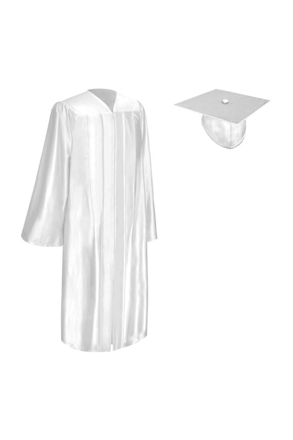 Shiny White Graduation Gown Cap