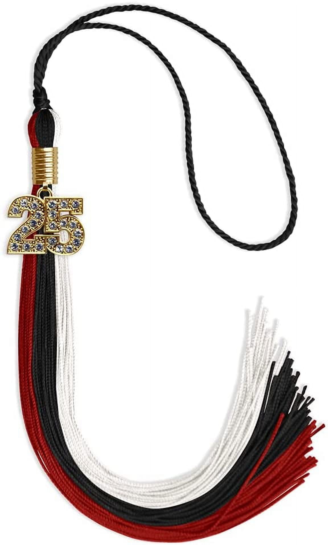 Endea Graduation Triple Color Tassel with Gold Bling Charm (Black/Red