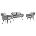 thumbnail image 1 of Modway Endeavor 3 Piece Outdoor Patio Wicker Rattan Loveseat and Armchair Set in Gray Gray, 1 of 7