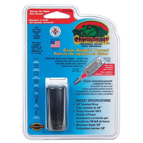 Gator Grip 3/8 in. X 3/8 in. drive Metric and SAE Standard Socket 2 pc