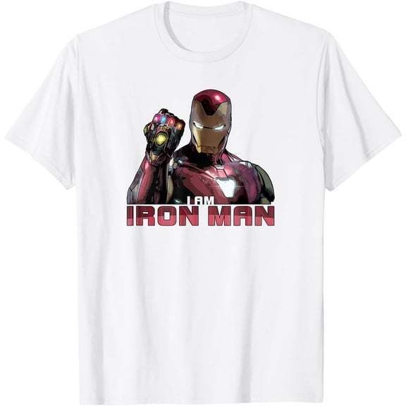 Endgame I am Iron Man DTG Print Unisex T-Shirt,White Color,Size YXS