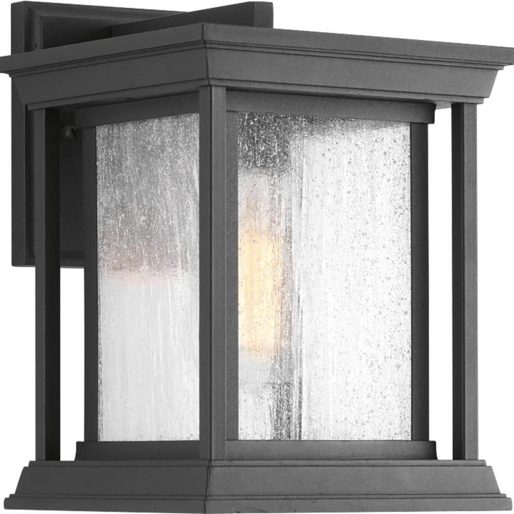 Endicott Black Craftsman Outdoor Wall Lantern with Seeded Glass