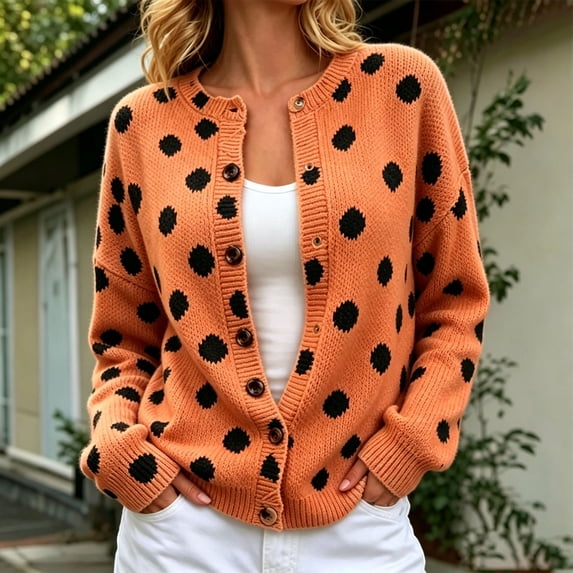 Endives Cardigan Sweaters for Women Fuzzy Long Sleeve Crew Neck Button-Front Open Knit Cardigan Sweater Outerwear XXL