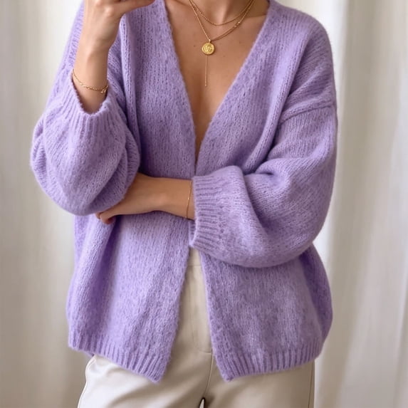 Endives Cardigan Sweaters for Women Oversized Chunky Open-Front Batwing Long Sleeve Knit Cardigan Sweater Coat Loose Fall M