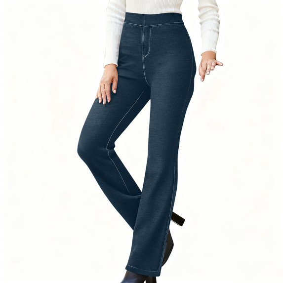 Endives High Waist Women's Legging Jeans Solid Color Flared Pants Jeggings Jeans Casual Pant Leisure Sports With 2 Pockets