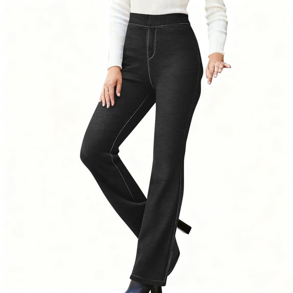 Endives High Waist Women's Legging Jeans Solid Color Flared Pants Jeggings Jeans Casual Pant Leisure Sports With 2 Pockets