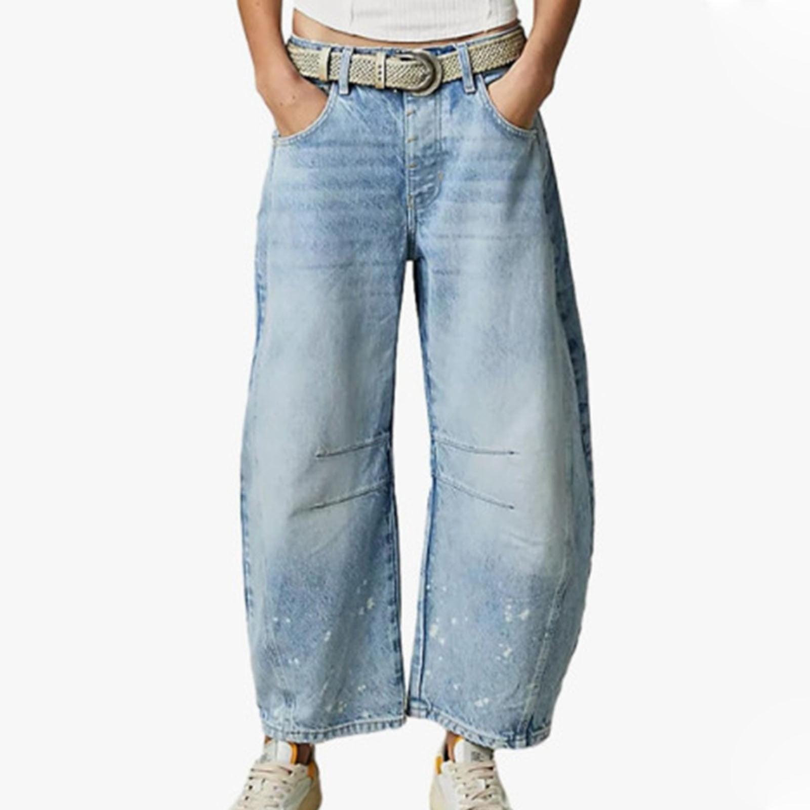 New Wide Leg Slim Women's Short Lantern Baggy Jeans Pant Women