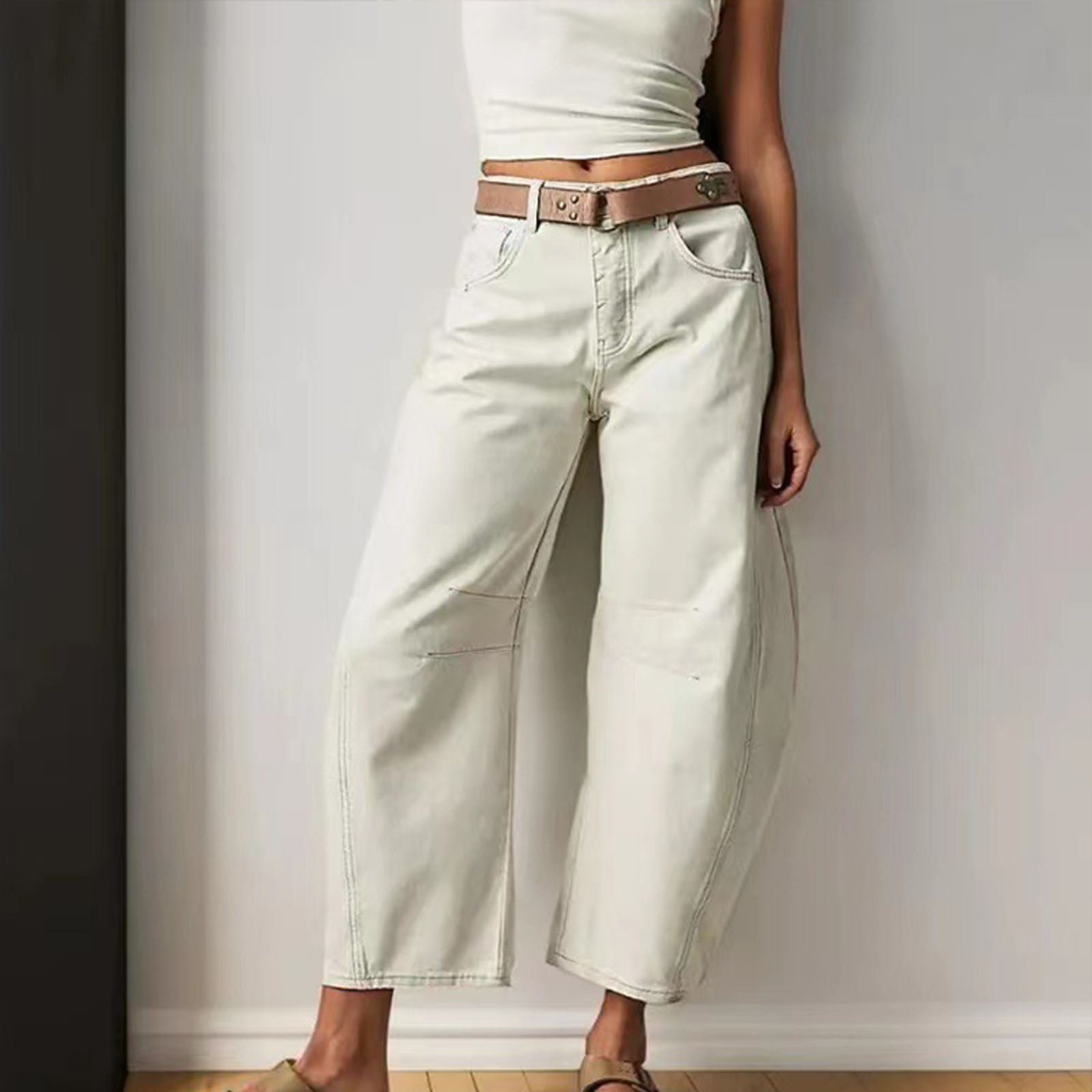 Jeans for Women Women's Baggy Jeans High Waisted Skinny Stretch Haren Pants Wide Legged Pants