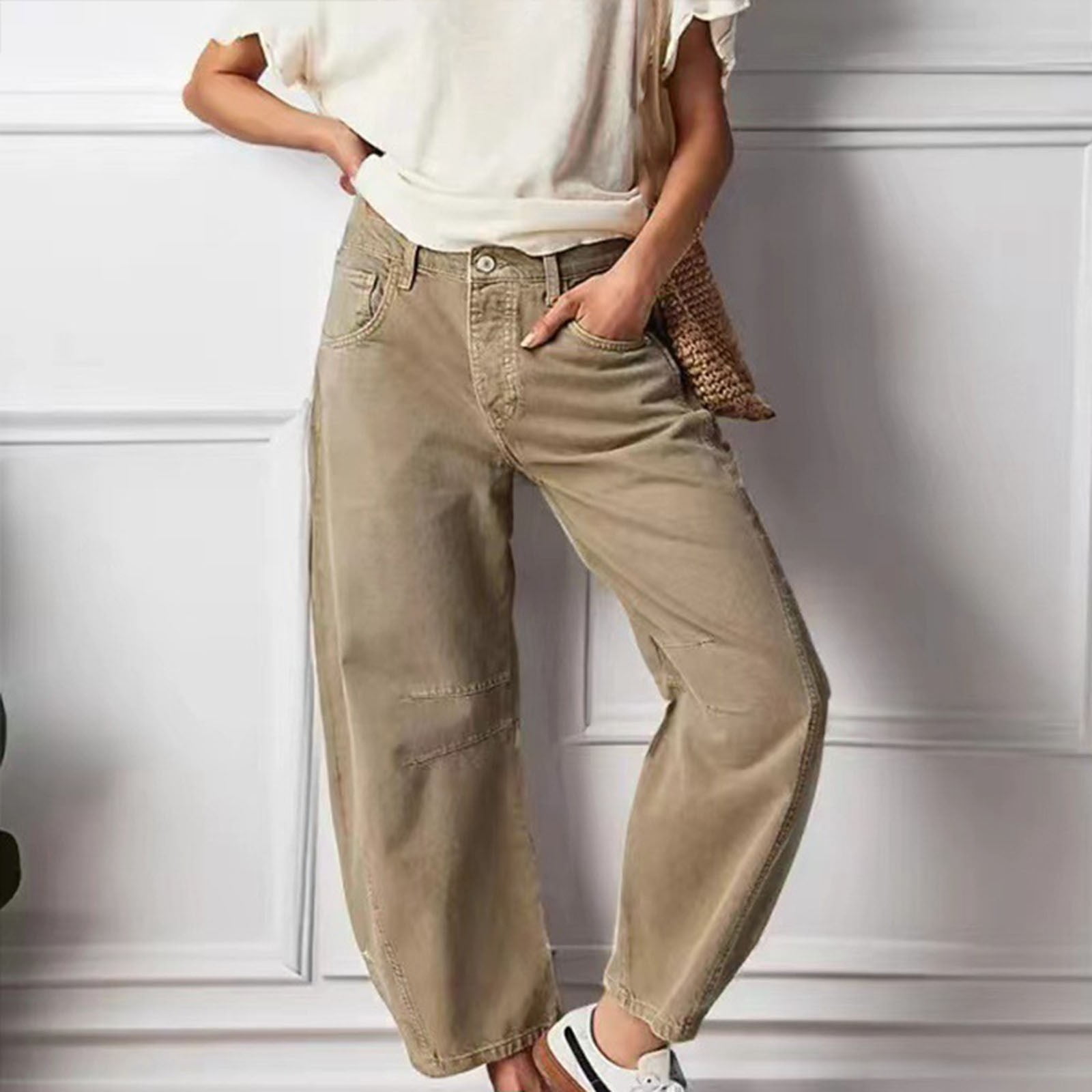 New Wide Leg Slim Women's Short Lantern Baggy Jeans Pant Women main image 1
