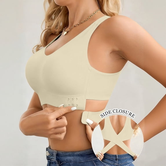 Endives Jelly Bra for Women Wireless Full Coverage Support Bra Back Hook Closure Soft Everyday Sleep Bra for Large Bust M