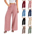thumbnail image 1 of Endives Linen Pants Women Solid Color Spring Summer Loose High Waist Straight Leg Pant Casual Pants Wide Leg Pants For Women, 1 of 8