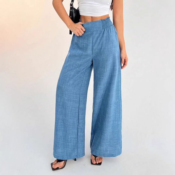 Endives Linen Pants Women Solid Color Spring Summer Loose High Waist Straight Leg Pant Casual Pants Wide Leg Pants For Women