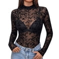 thumbnail image 1 of Endives Long Sleeve Shirts for Women Mesh Tops Sheer Bodycon See Through Blouse Trendy Casual Top M, 1 of 5