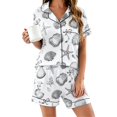thumbnail image 1 of Endives Pajamas Set for Women Print Womens Nightwear 2 Piece Pajamas Set Short Sleeve Button Down Shirt and Short Soft Sleepwear Lounge Sets for Women, 1 of 4