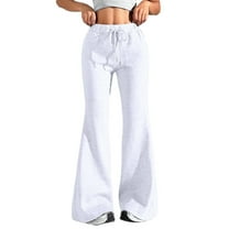 Endives Pants for Women Flare Wide Leg Sweatpants Women Drawstring High Waisted Cotton Joggers Casual Flowy Yoga Pants With Pockets