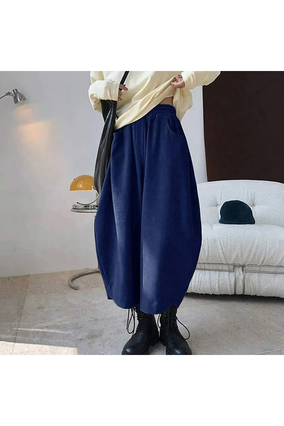 Pants for Women Women Corduroy Barrel Pants Wide Leg Vintage Mid Baggy Pants