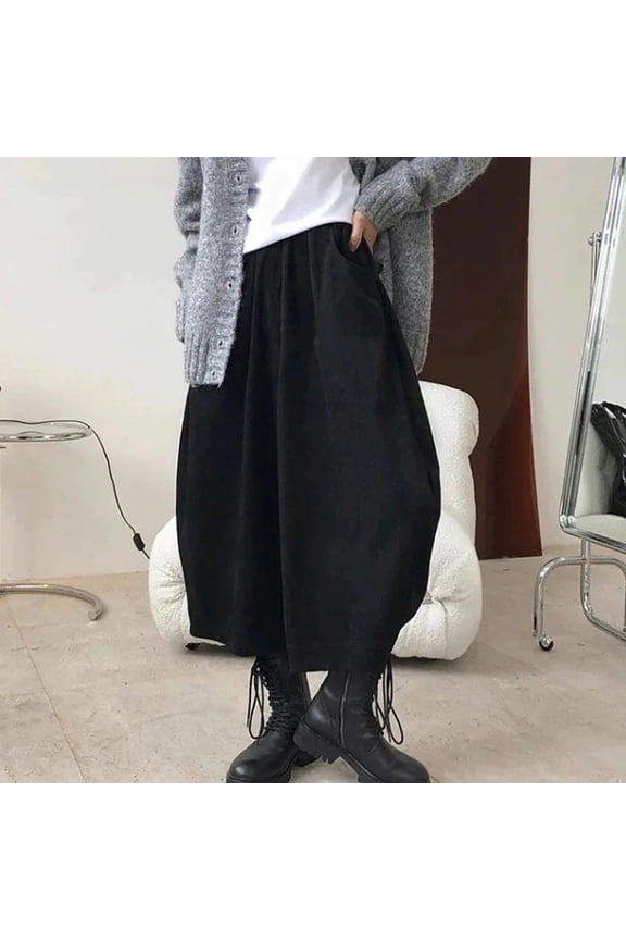 Pants for Women Women Corduroy Barrel Pants Wide Leg Vintage Mid Baggy Pants
