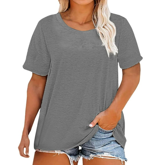 Endives Plus Size Women's Short Sleeve T-shirt Round Neck T Shirt Summer Loose T Shirt Casual Top