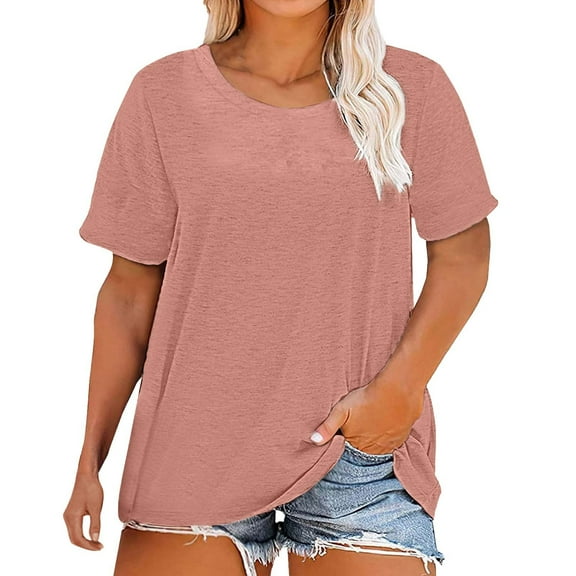Endives Plus Size Women's Short Sleeve T-shirt Round Neck T Shirt Summer Loose T Shirt Casual Top