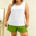 thumbnail image 1 of Endives Plus Size Women's Summer Two-Piece Pajama Set Lightweight Ruffled Sleeveless Tank Top and Shorts Matching Pajamas Set for Women Sleepwear Loungewear Home Clothing White M, 1 of 3