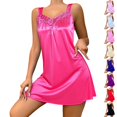 thumbnail image 1 of Endives Satin Nightgown for Women Summer Sleepdress Spaghetti Strap Sleep Dress Chemise Nighty Midi Nightshirt Summer Pajama Dress Nightie Bridal for Women Light Violet M, 1 of 5