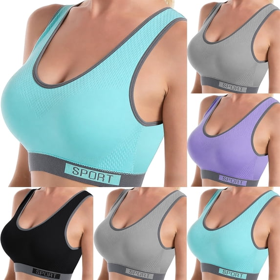 Endives Sports Bras for Women Padded Strappy Sports Bras Breathable Anti Sagging Plus Size Wireless Bras With Up Mesh High Support Sports Bra