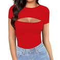 thumbnail image 1 of Endives Summer Tops Short Sleeve Shirts For Women Sexy Tops Y2K Shirts Cutout Tops, 1 of 3