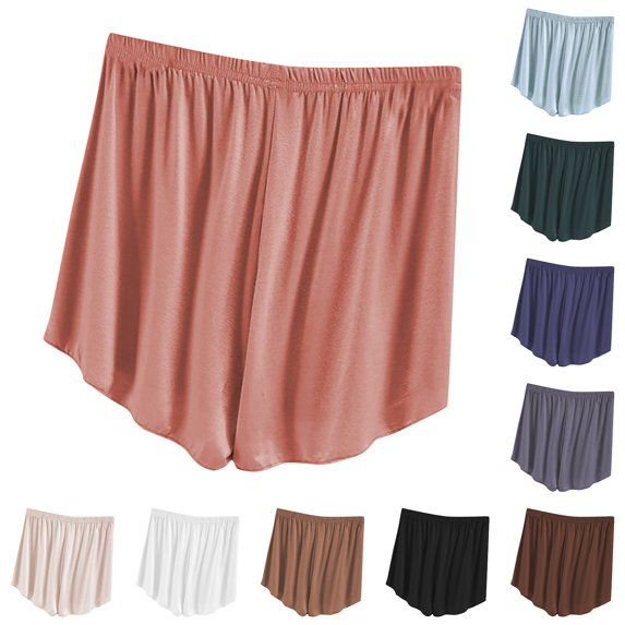 Endives Summer Women's Short Sleepwear Plus Size Solid Color High Waisted Loose Wide Leg Shorts Loungewear Pajama Short