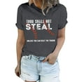 thumbnail image 1 of Endives Thou Shall Not Steal Unless You Can Beat The Throw Women's Letter Baseball Love Print Round Neck Short Sleeve T Shirt Top, 1 of 6