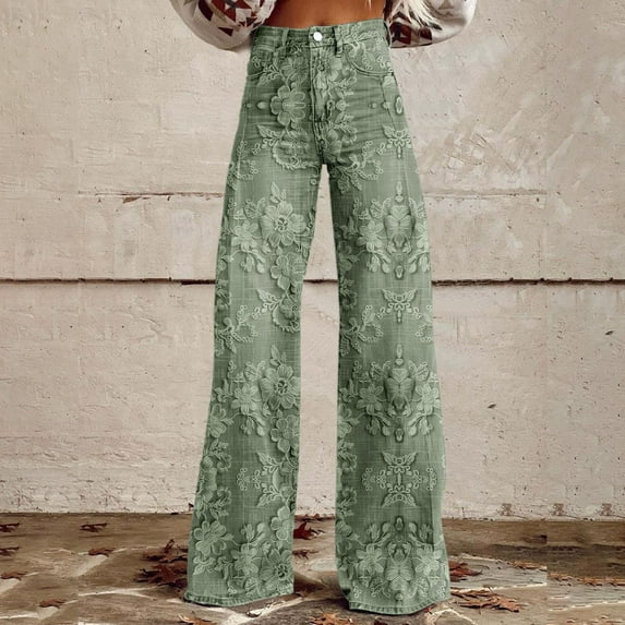 Endives Wide Leg Pants for Woman High Waist Lightweight Loose Fit Casual Baggy Trouser Jeans Streetwear